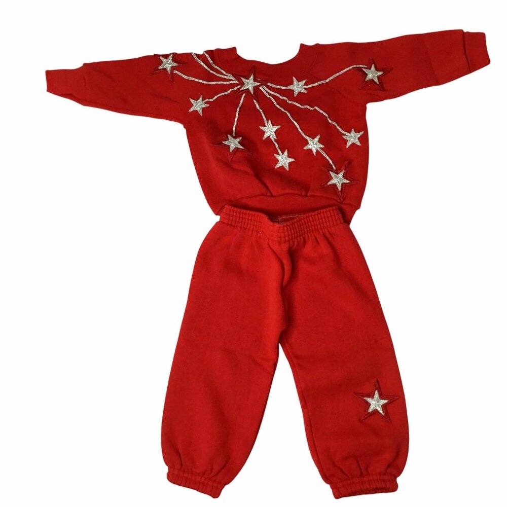 VTG JENNIFER LAUREN Baby Starburst Set Red Metallic 12M Holiday 4th, 80s USA VBC